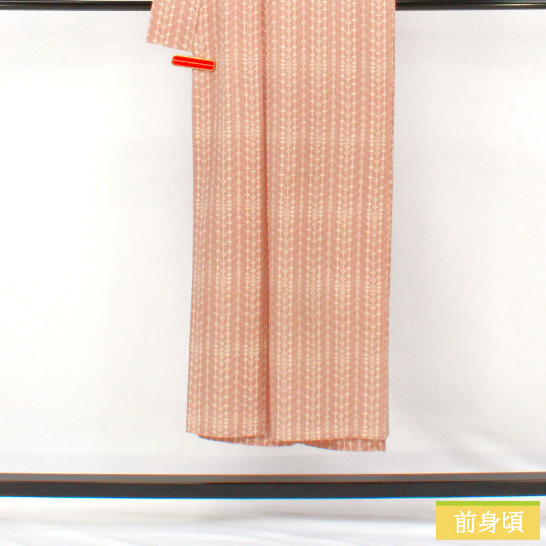 Komon (small pattern) kimono, pure silk, A rank, length 144.5cm, sleeve length 60.5cm, single layer, Saga-nezuiro (Saga-nezu-iro) color, geometric pattern, pink, product number 1115007623113