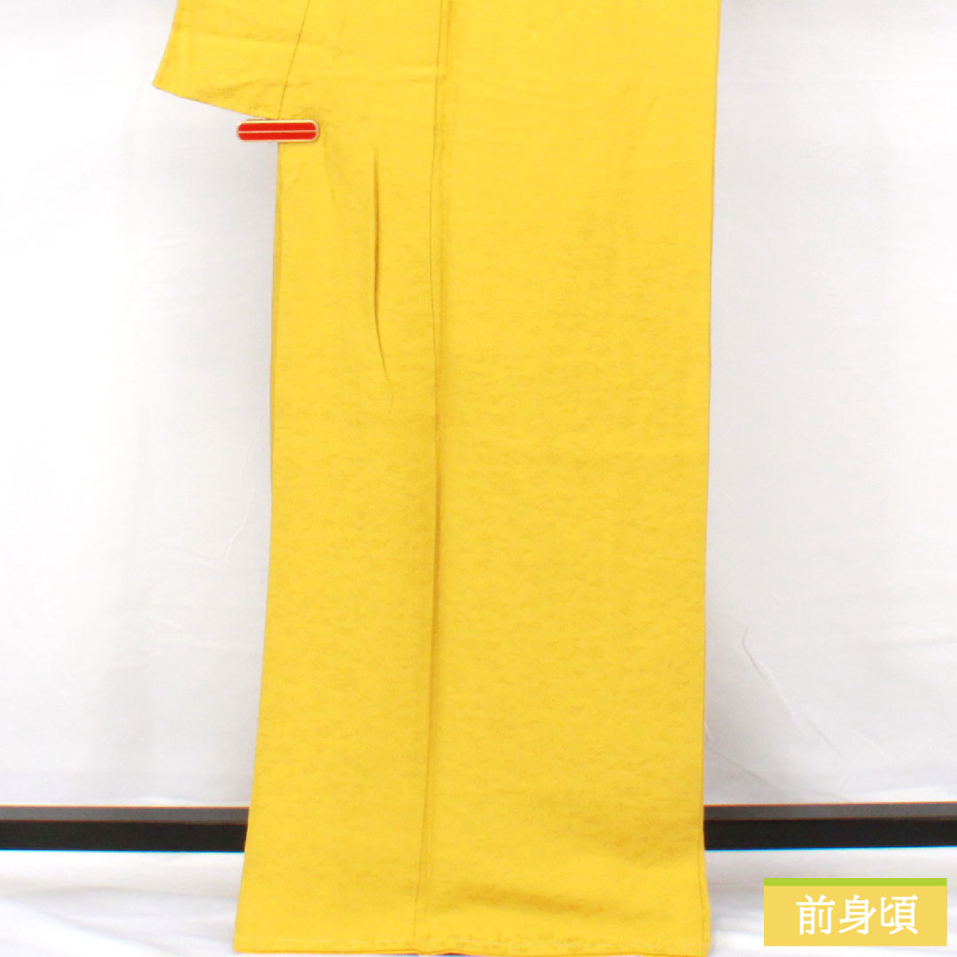 Plain color, pure silk, length 168cm, sleeve length 65.5cm, light yellow, arabesque pattern, lined, A rank, yellow, 1114001673523