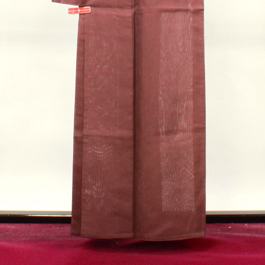 夏物 正絹 色無地 身丈160cm 裄丈60cm 紫土色(しどいろ) 竪絽(たてろ) 絽 Aランク 紫系 1132001093420