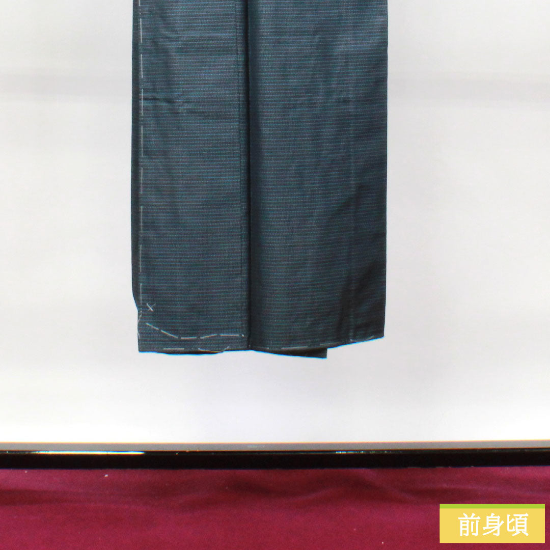 Men's pure silk, length 136.5cm, sleeve length 67cm, Oshima Tsumugi, tortoiseshell pattern, basting thread included, ensemble, S rank, lined, navy blue, 1119000712318