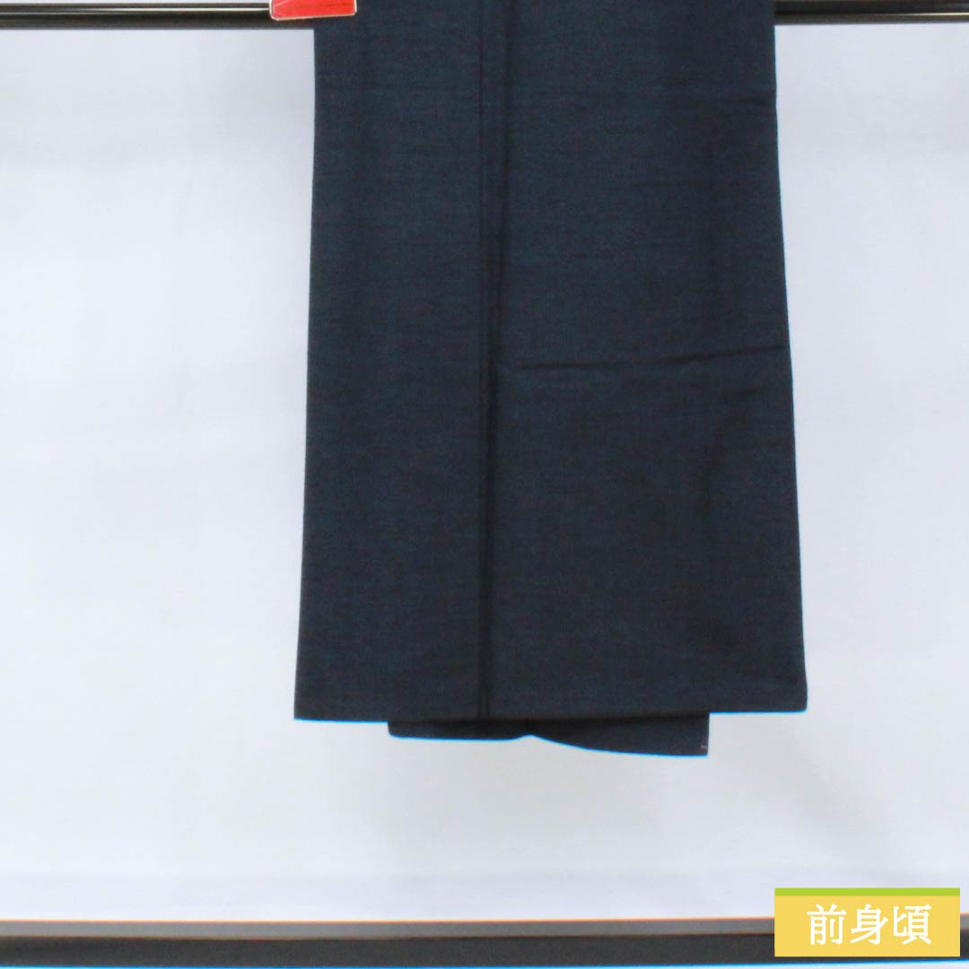 男物 正絹 Sランク 身丈133cm 裄丈63.5cm 濃紺色(のうこんいろ) 紬地 アンサンブル 袷 紺系 1119001192318