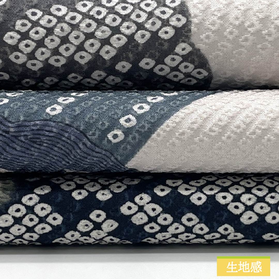 (Kyoto Fukuro Obi) Nagoya Obi, Polyester, S-Rank, Kyoto Fukuro Obi, Dyed, Shibori Pattern, Wave Pattern, Length 380cm, Six-Ply, Casual, Black, 1124010992410, Open-Weave