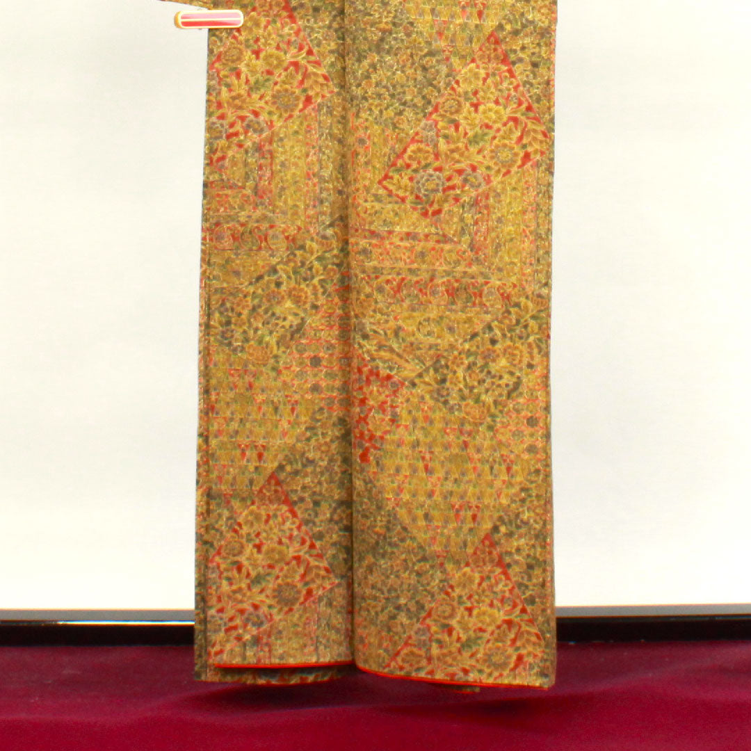 小紋 身丈159cm 裄丈64cm 袷 江戸古渡更紗 浜ちりめん 正絹 Sランク グラデーション系 1115003482399