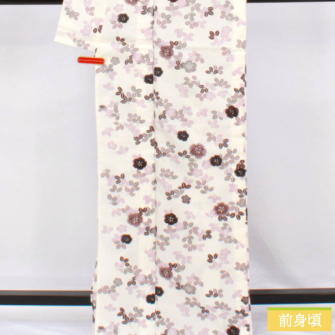 Washable, milky white kimono with a floral pattern, polyester, small pattern, S rank, length 166.5cm, sleeve length 67cm, single layer, white, product number 1115006992511
