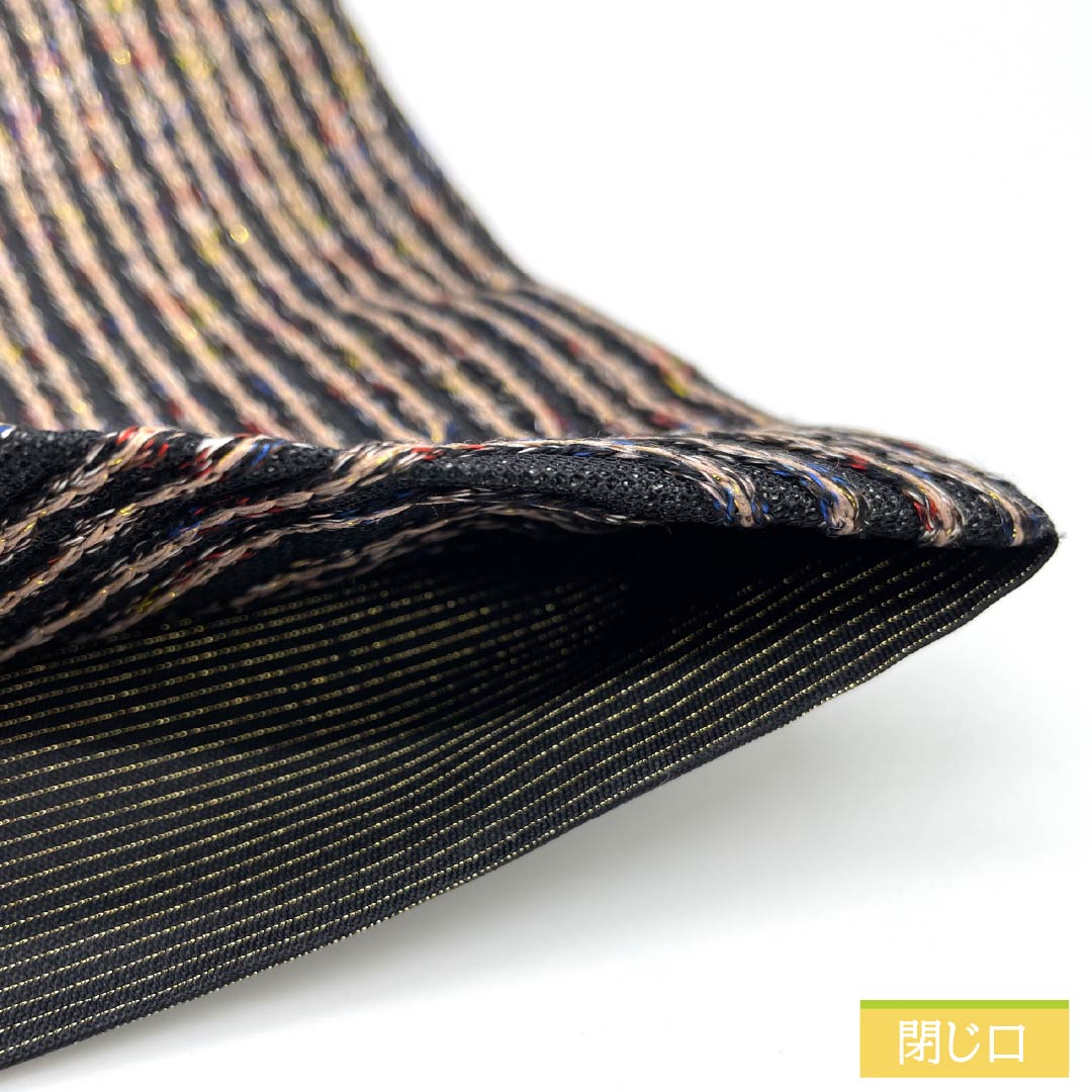 袋帯 正絹 黒色(くろいろ) 無月 刺繍 幾何学模様 帯丈434cm Sランク 全通 セミフォーマル 黒系 1123012152310