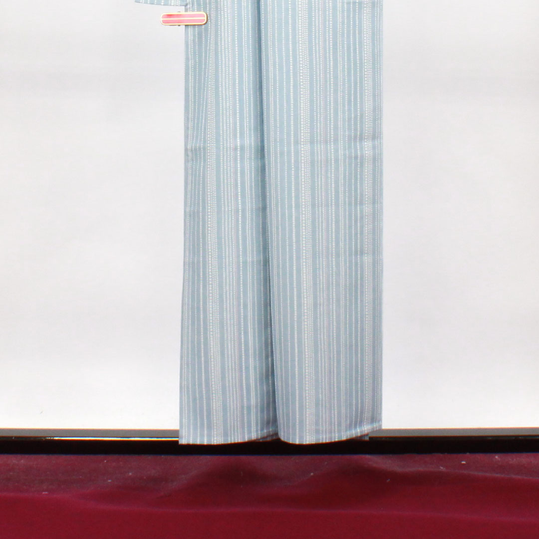 Summer pure silk komon length 153cm sleeve length 62cm white ultramarine geometric pattern silk S rank blue 1132001372217