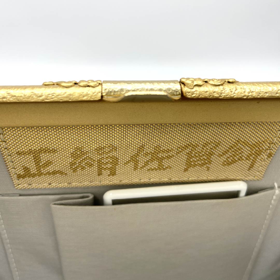 和装バック フォーマル 金色(きんいろ) 留袖用 正絹佐賀錦 花紋 金系 Sランク 113900054221