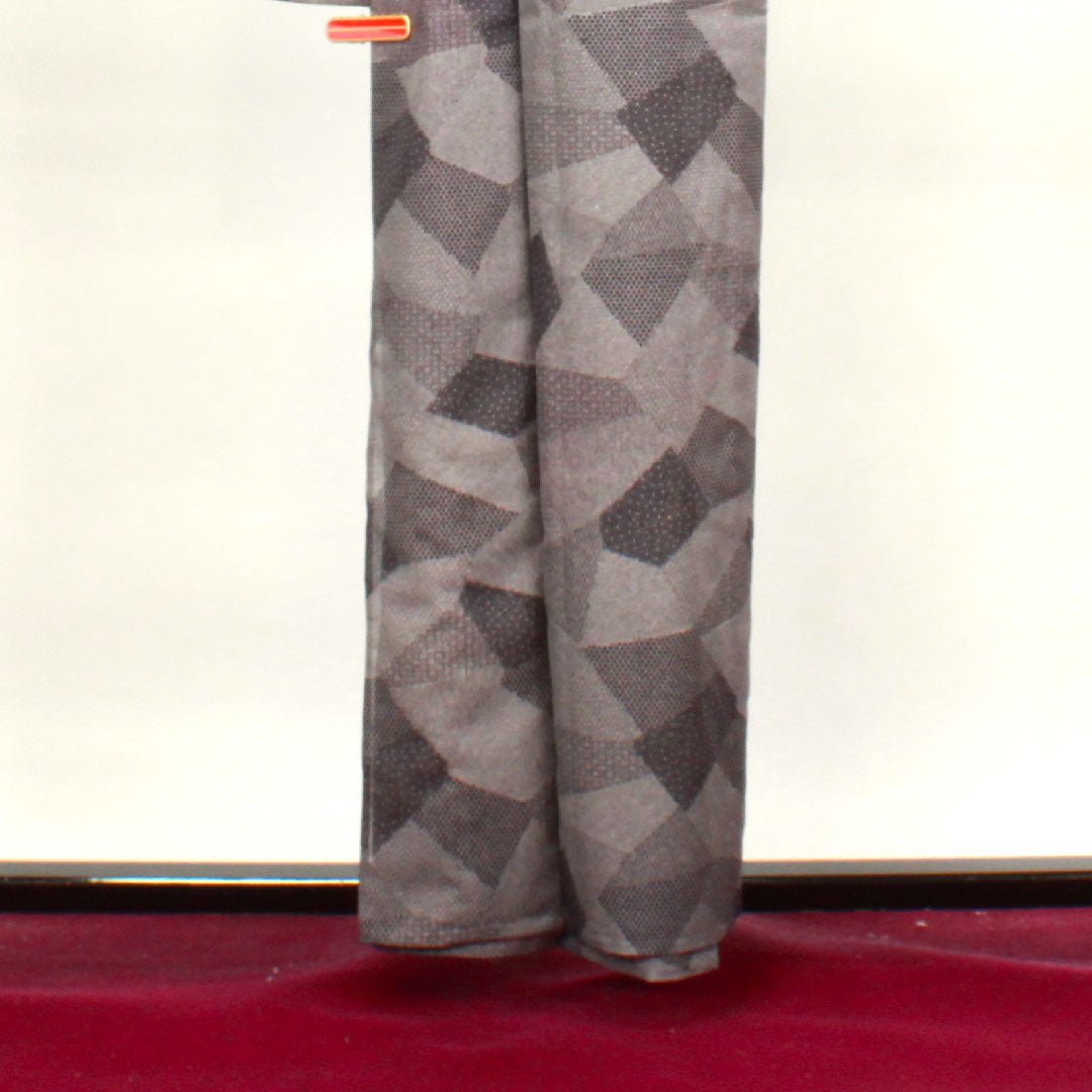 Summer kimono, polyester, komon, length 158cm, sleeve length 62cm, purple, washable kimono, Edo komon, silk, S rank, purple, 1132000722320