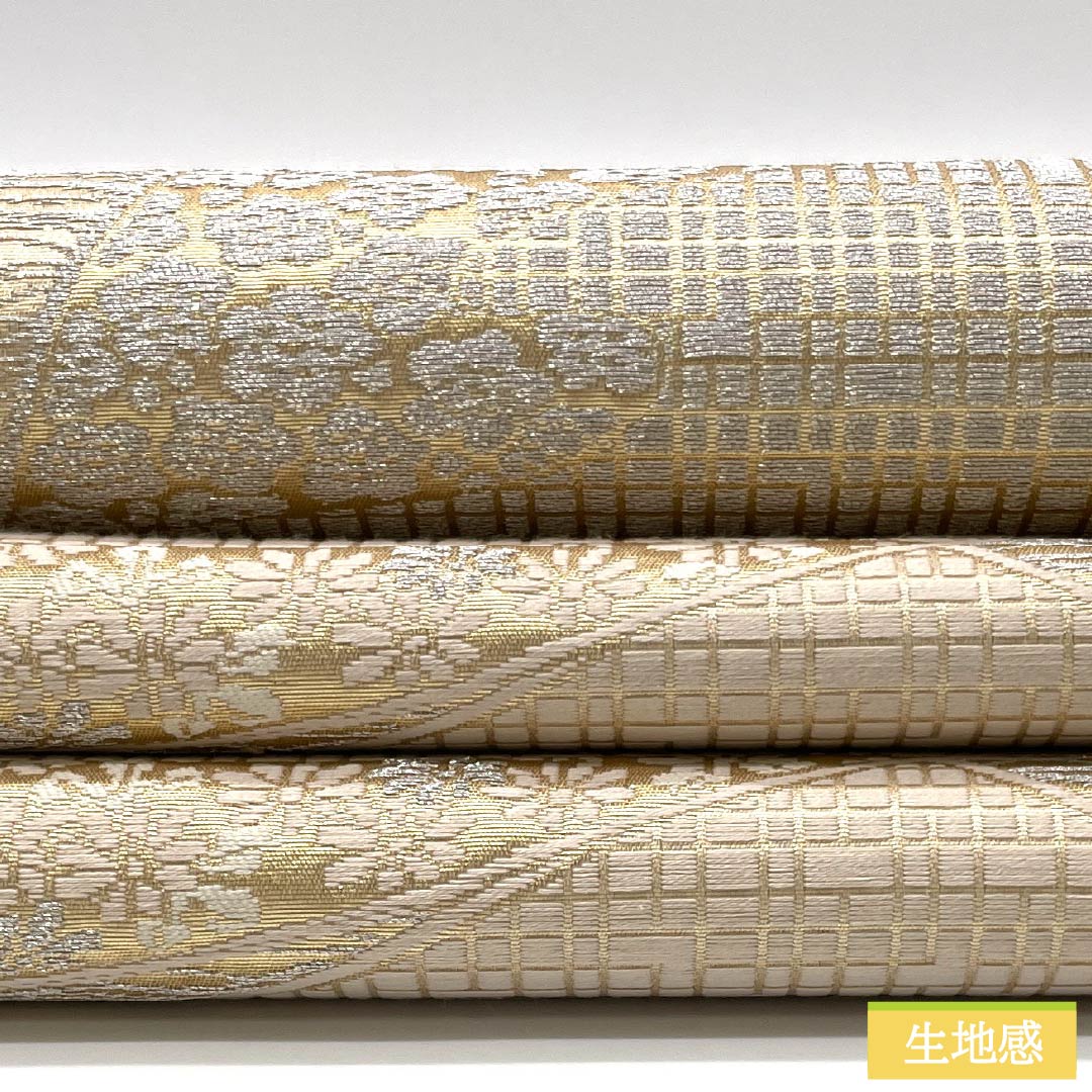 袋帯 正絹 花模様 留袖用 扇面 紅葉 帯丈428cm Aランク 六通 フォーマル 金系 1123014223321