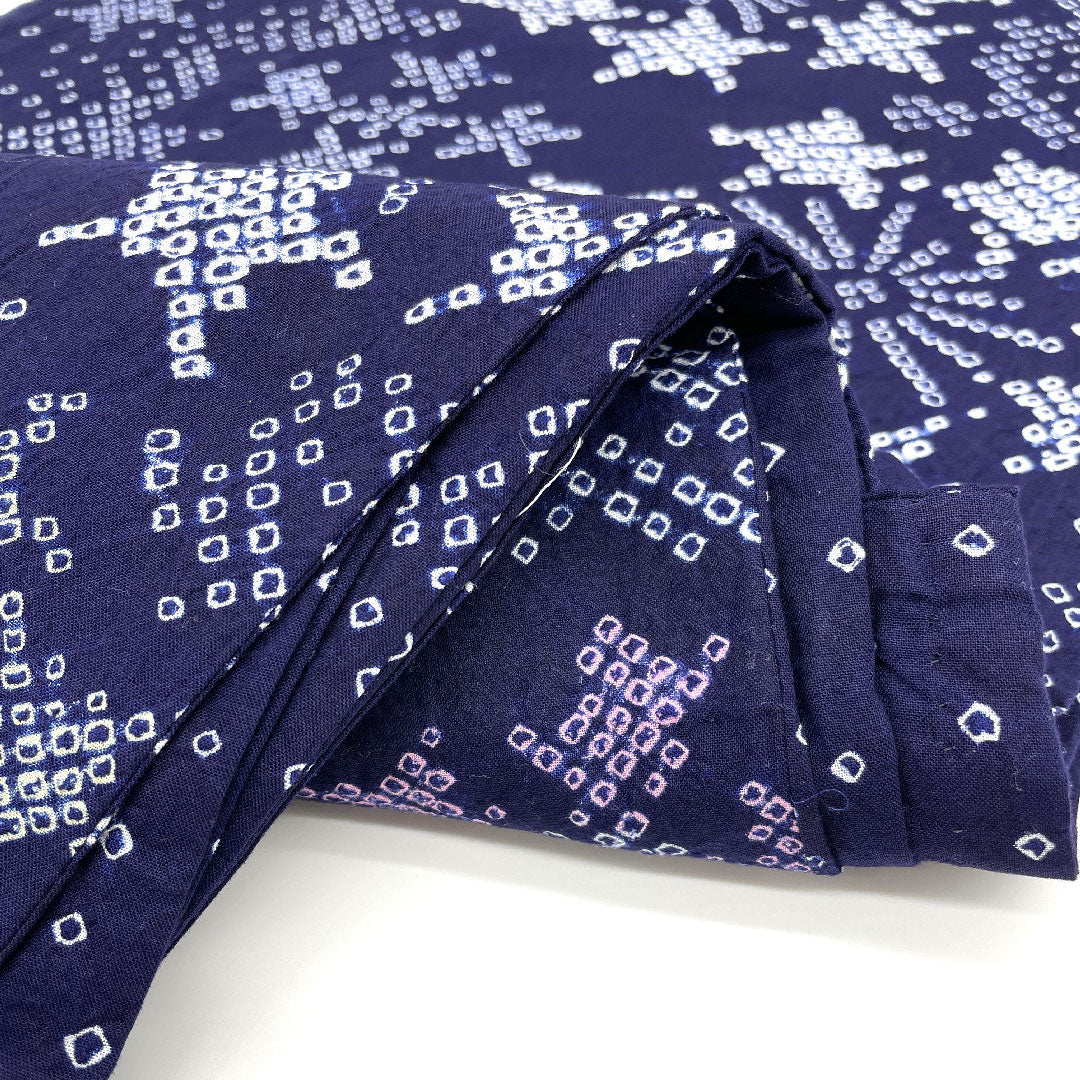 (New) Yukata Arimatsu Narumi Honshibori Length 163cm Sleeve length 68cm Snowflake Floral pattern Cotton NEW rank Single layer Length 163cm Navy 1118000781418