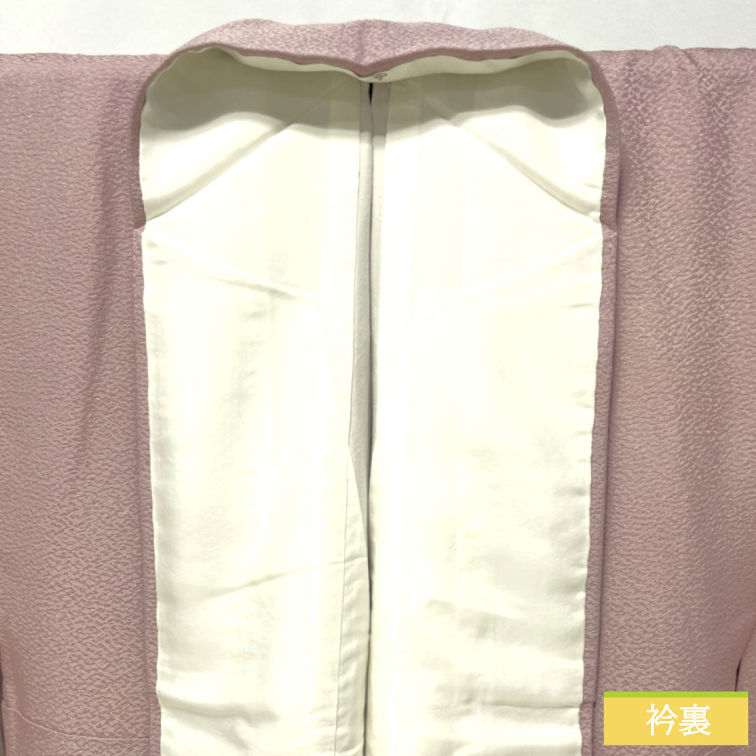 Homongi, pure silk, lined, length 149cm, sleeve length 62cm, light wisteria color, Shantou embroidery, Suzhou embroidery, one crest, medium-shaded five-three paulownia, S rank, purple, 1112005112120