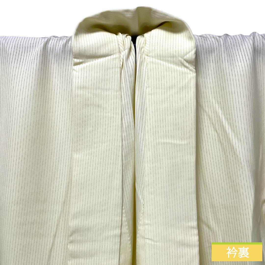 夏物 正絹 色無地 Sランク 身丈162cm 裄丈64.5cm 淡黄蘗色(うすきはだいろ) 竪絽 素無地 一つ紋 絽 黄系 1132003322423