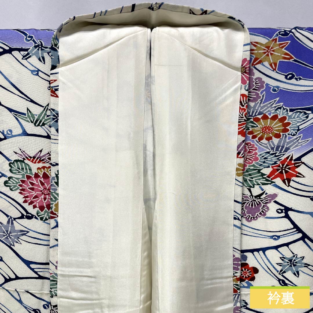 Visiting Kimono, Pure Silk, Grade A, Lined, Length 156.5cm, Sleeve Length 64cm, White Lily Color (Shirayuri-iro), Kyoto Bingata Flower Design, White, Item Number 1112006923311