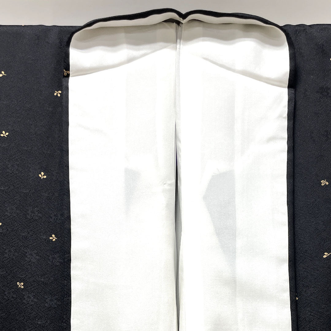Homongi, lined, length 155cm, sleeve length 61.5cm, with basting thread, unused, Kyo-Yuzen, auspicious pattern, pure silk, S rank, black, 1112002662310