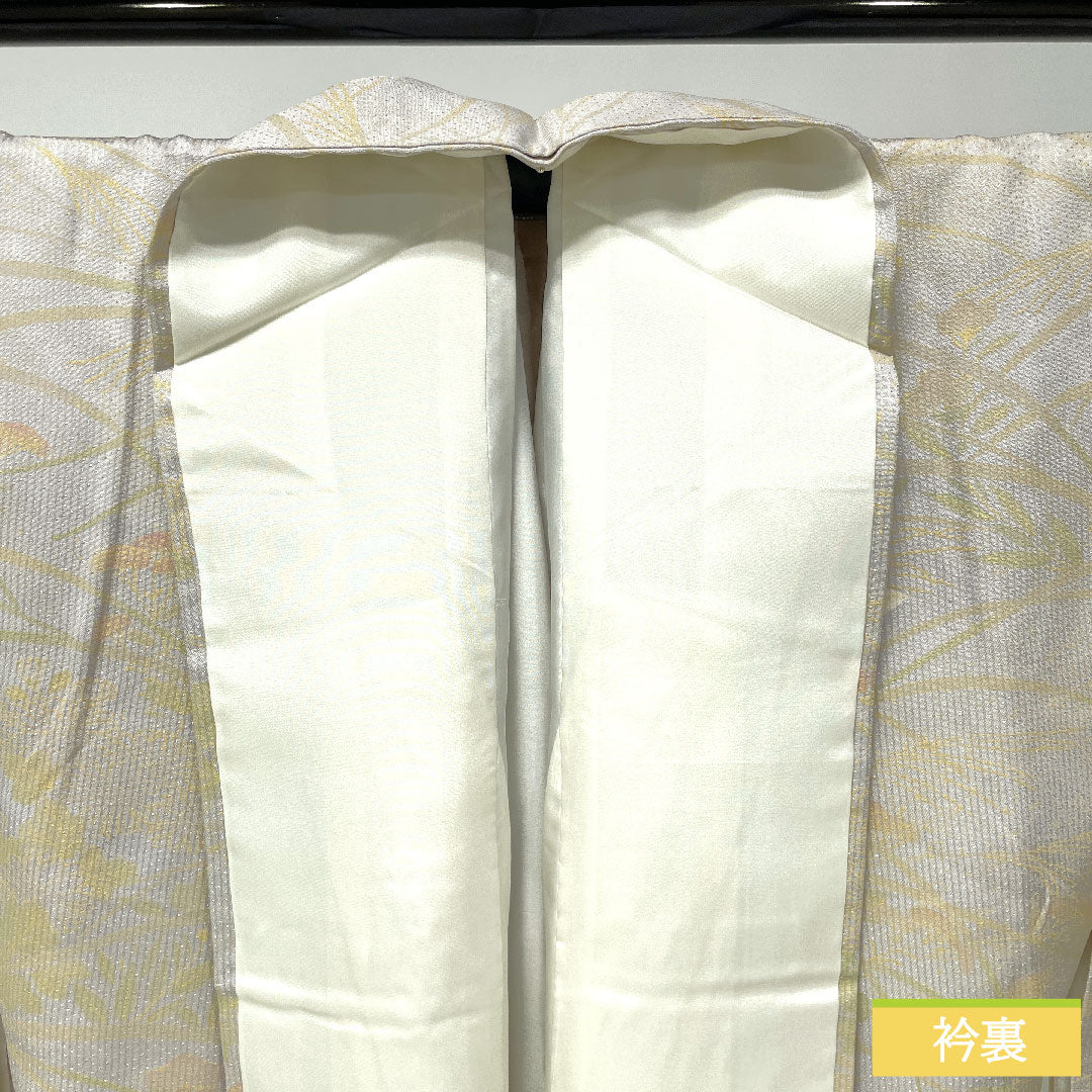 訪問着 正絹 袷 身丈159.5cm 裄丈64.5cm 銀白色(ぎんはくしょく) 京友禅 吉祥文様 Sランク グレー系 1112004772322