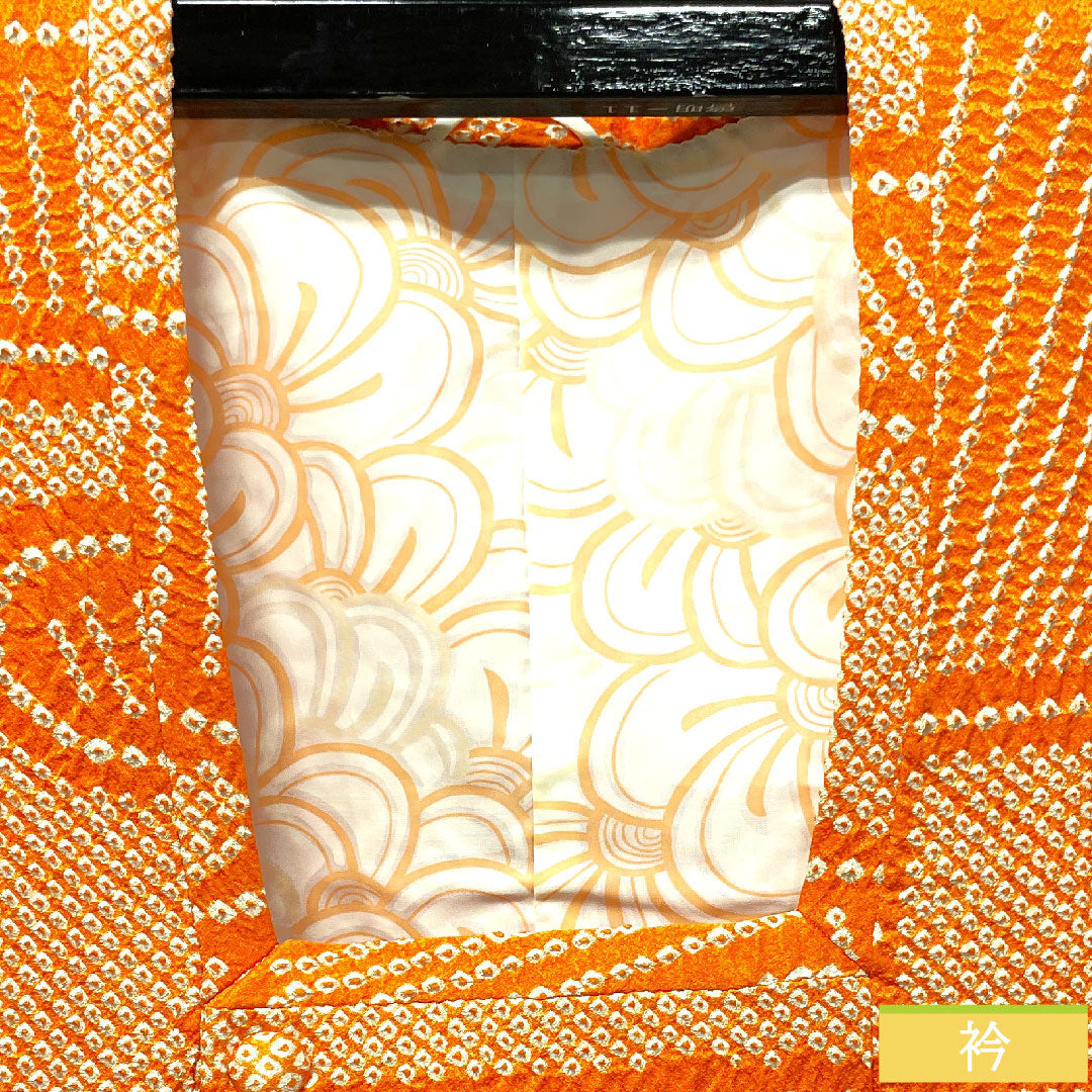 Doyuki coat, polyester, length 83cm, sleeve length 65cm, reddish orange, all-shibori, washable kimono, Kanze-sui, A-rank, lined, vermilion, 1117000673916