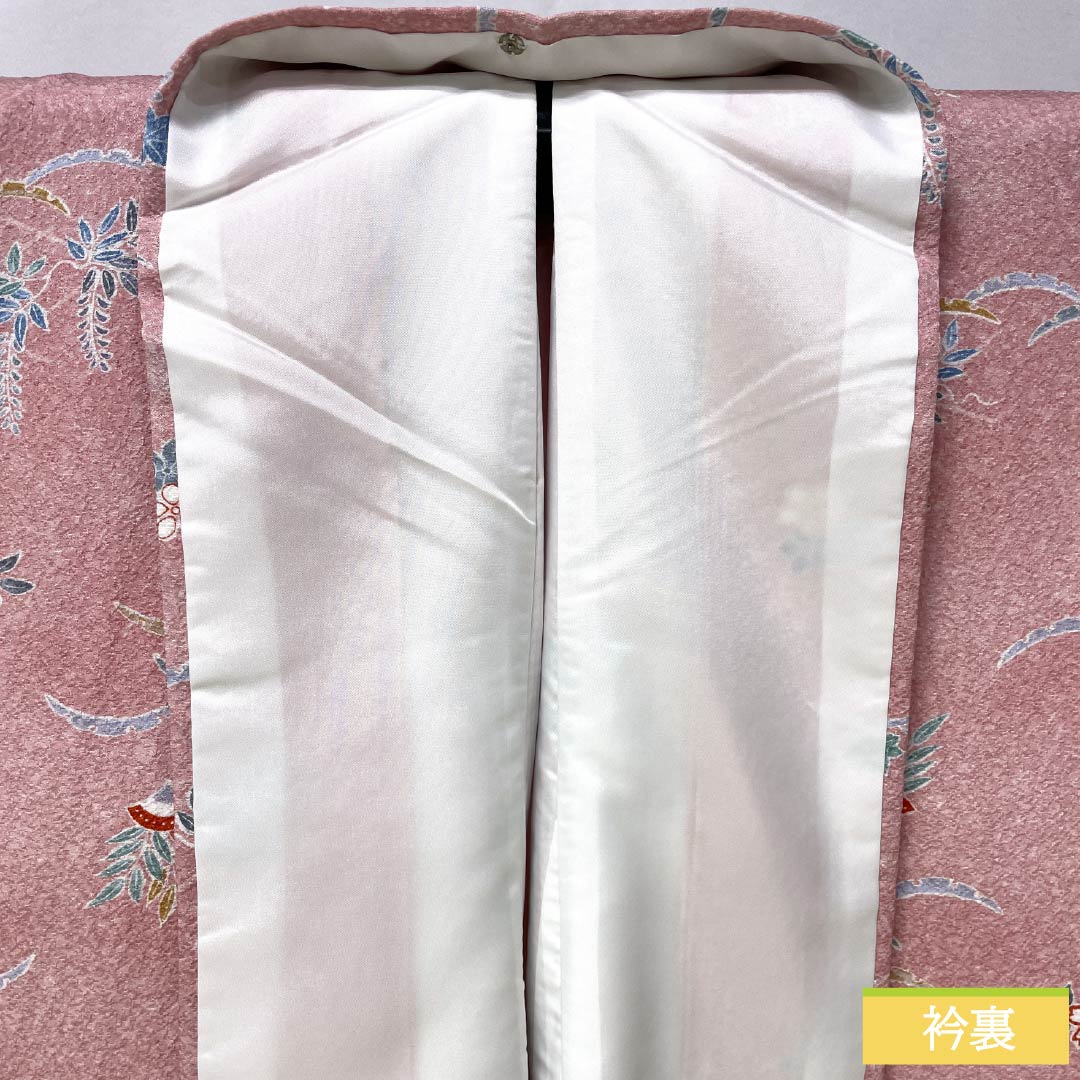 Small pattern, polyester, length 165cm, sleeve length 64cm, lined, one-kin dyeing, washable kimono, floral, S rank, pink, 1115005182513