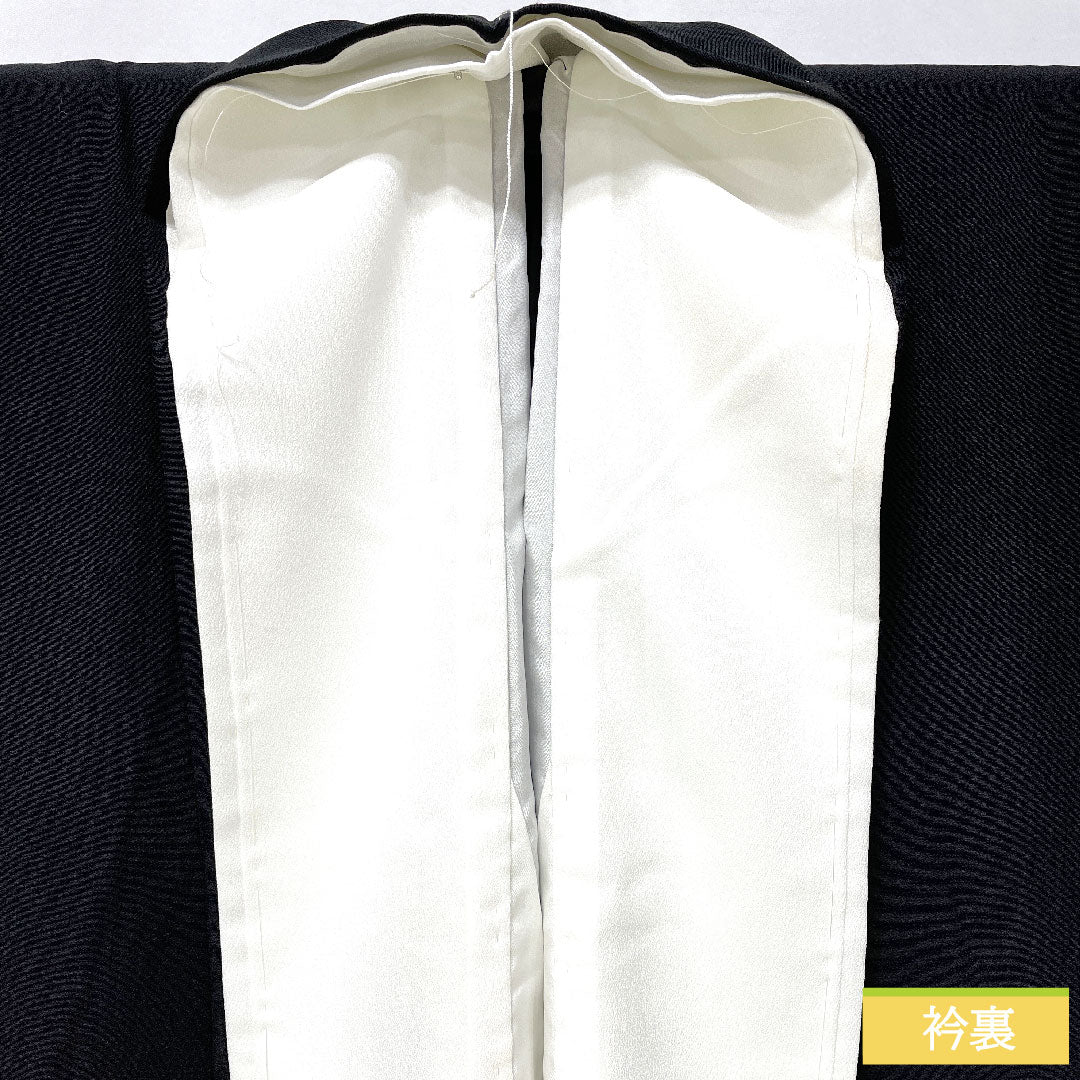 黒留袖 正絹 身丈162cm 裄丈66cm 袷 京友禅 草花模様 作家物 五つ紋 丸に抱き柏 Aランク 黒系 1111001613410