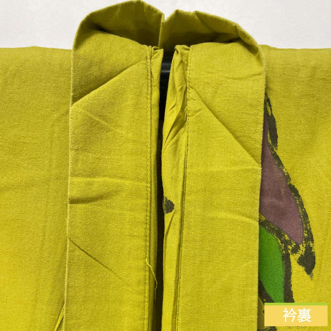 Cotton Yukata, Length 153cm, Sleeve Length 62.5cm, Rank A, Single-Layer, Light Yellow (Asakikiiro), Penguin Design, Product Number 1118005783223