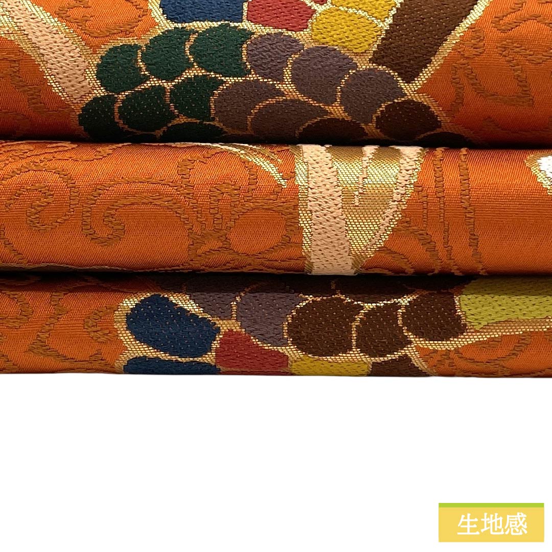 袋帯 正絹 Sランク 赤橙色(あかだいだいいろ) 西陣織 白綾苑大庭 鳳凰 帯丈430cm 六通 フォーマル 橙系 1123017552326