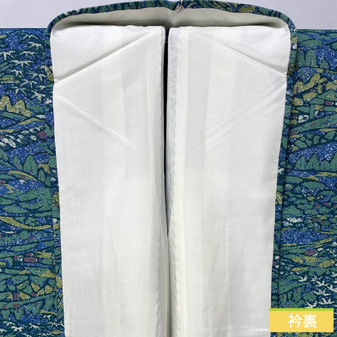 小紋 正絹 身丈164.5cm 裄丈68cm 袷 露草色(つゆくさいろ) 型染 風景絵画調 しあわせガード Sランク 青系 1115005422417
