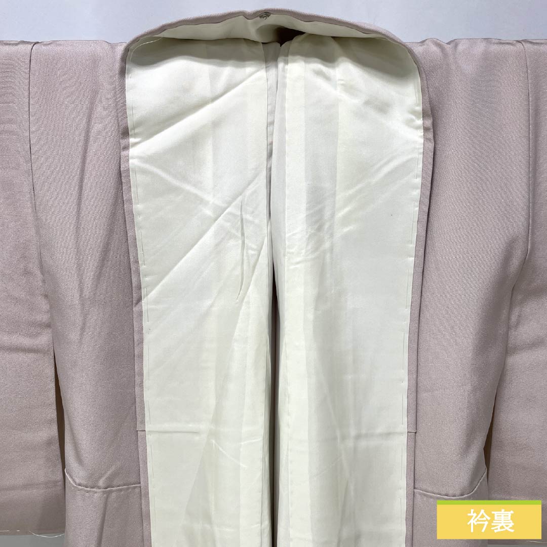 色留袖 正絹 Aランク 身丈157.5cm 裄丈62cm 袷 桜色(さくらいろ) 一つ紋 下り藤 京友禅 風景模様 作家物 しつけ糸付き 一つ紋 ピンク系 1111002003313