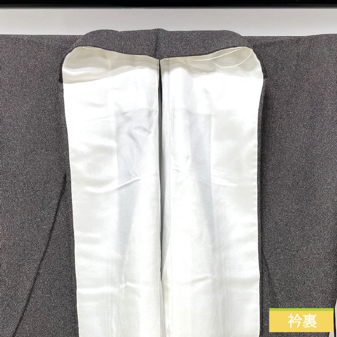 Homongi, pure silk, lined, length 156.5cm, sleeve length 64cm, Edo Komon, shark pattern, S rank, black, 1112004022310
