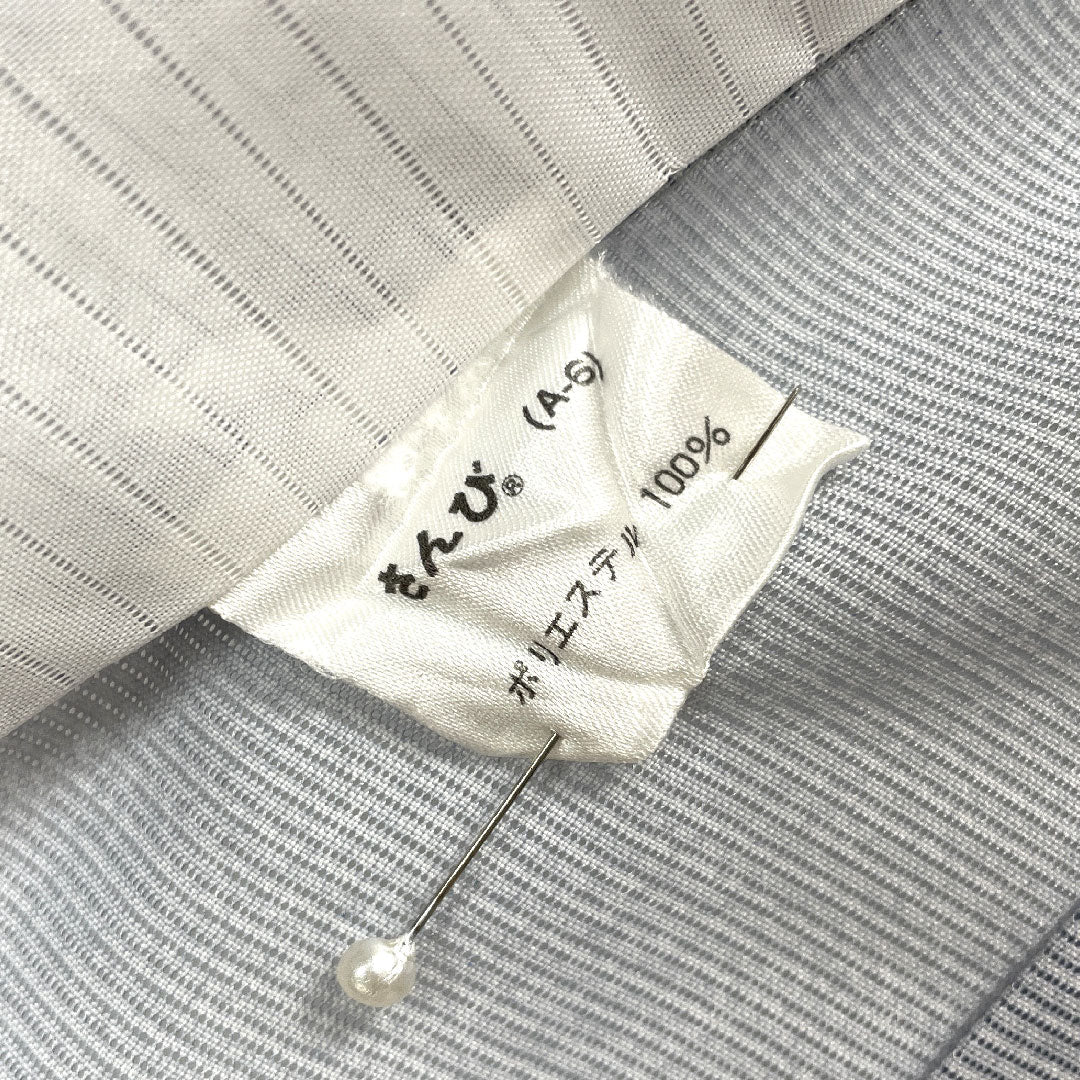 Summer kimono, polyester, small pattern, length 161cm, sleeve length 65cm, pale white, rabbit, floral pattern, washable kimono, silk, A rank, light blue, 1132000863424