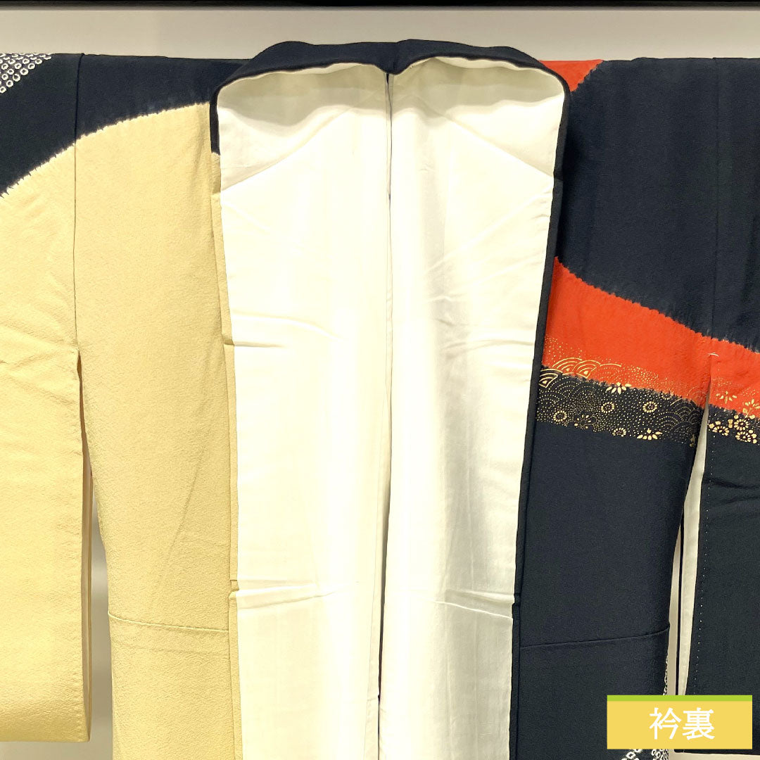 Homongi, pure silk, lined, length 153cm, sleeve length 62.5cm, partially dyed, auspicious motif, A-rank, gradation style, 1112003653299