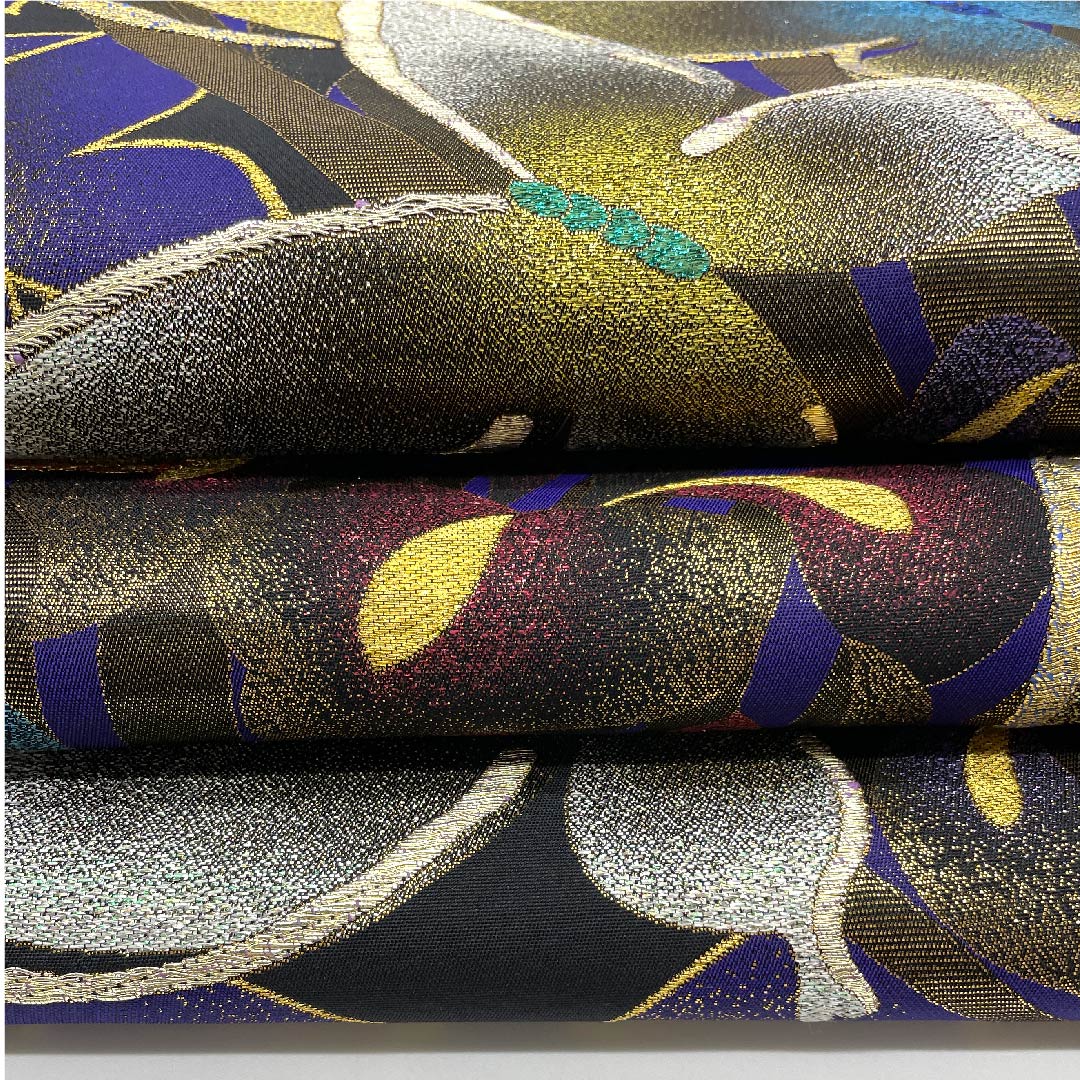 Edo Murasaki Iro (Edo Murasaki Color) Fukuro Obi (Butterfly, Flower, Gold Embroidery) Length 430cm Pure Silk S Rank Six-way Formal Purple 1123007142320
