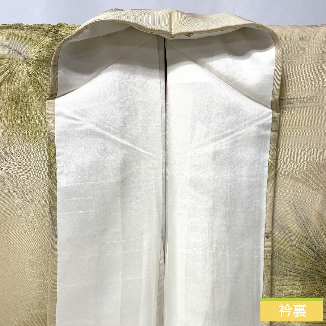 小紋 正絹 Sランク 身丈154.5cm 裄丈62cm 袷 東京白茶色(とうきょうしらちゃいろ) 京友禅 松葉 クリーム系 1115006592215