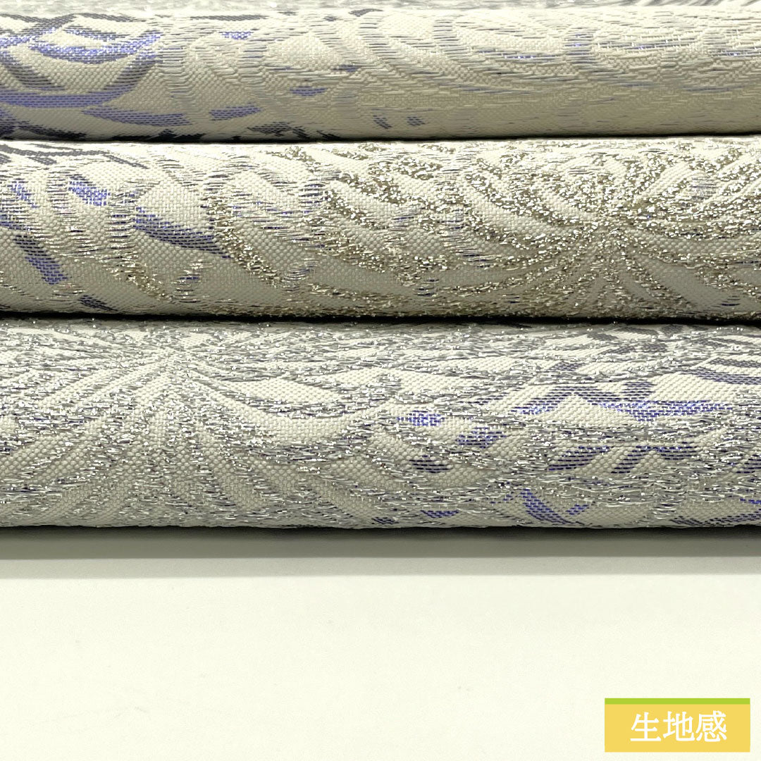 【未仕立】袋帯 正絹 NEWランク 西陣織 乱菊 帯丈468cm 六通 フォーマル 白系 1123017141411