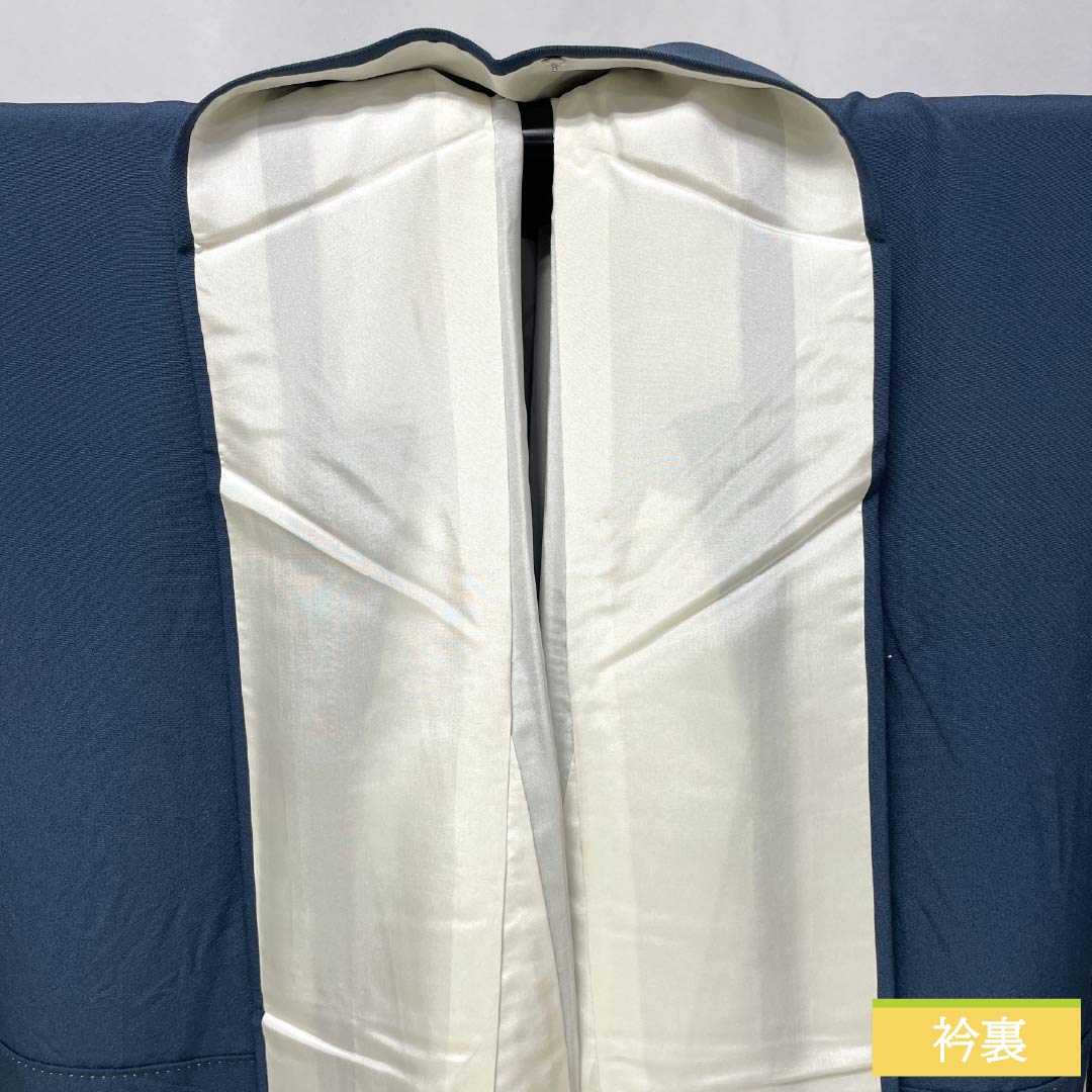 訪問着 正絹 Aランク 袷 身丈165.5cm 裄丈67cm 裏色(うらいろ) 京友禅 付下げ 草花 青系 1112006773517