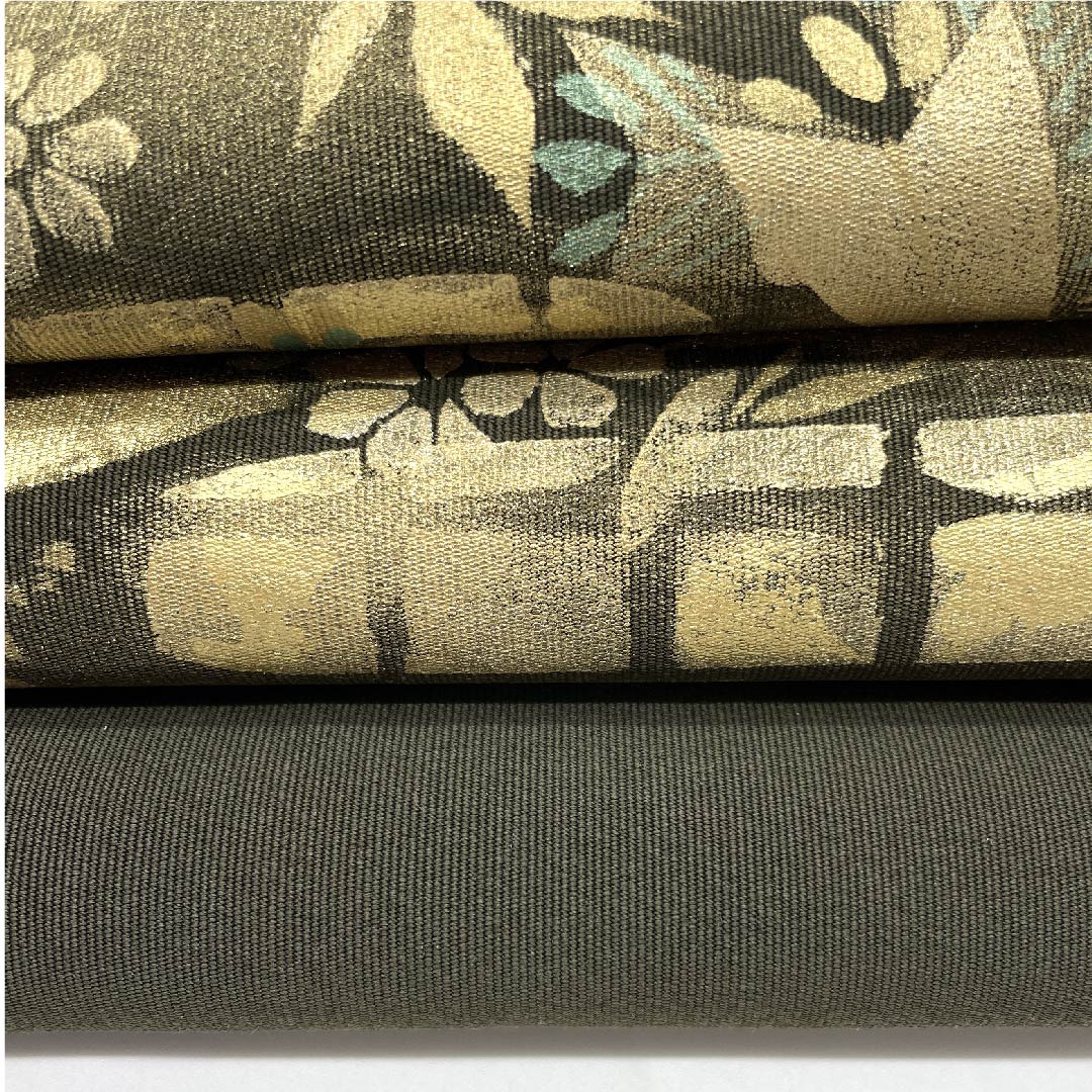 Nagoya obi, black oak color, floral pattern, artist's work, obi length 366cm, pure silk, A rank, point pattern, semi-formal, green, 1124003813319, open style