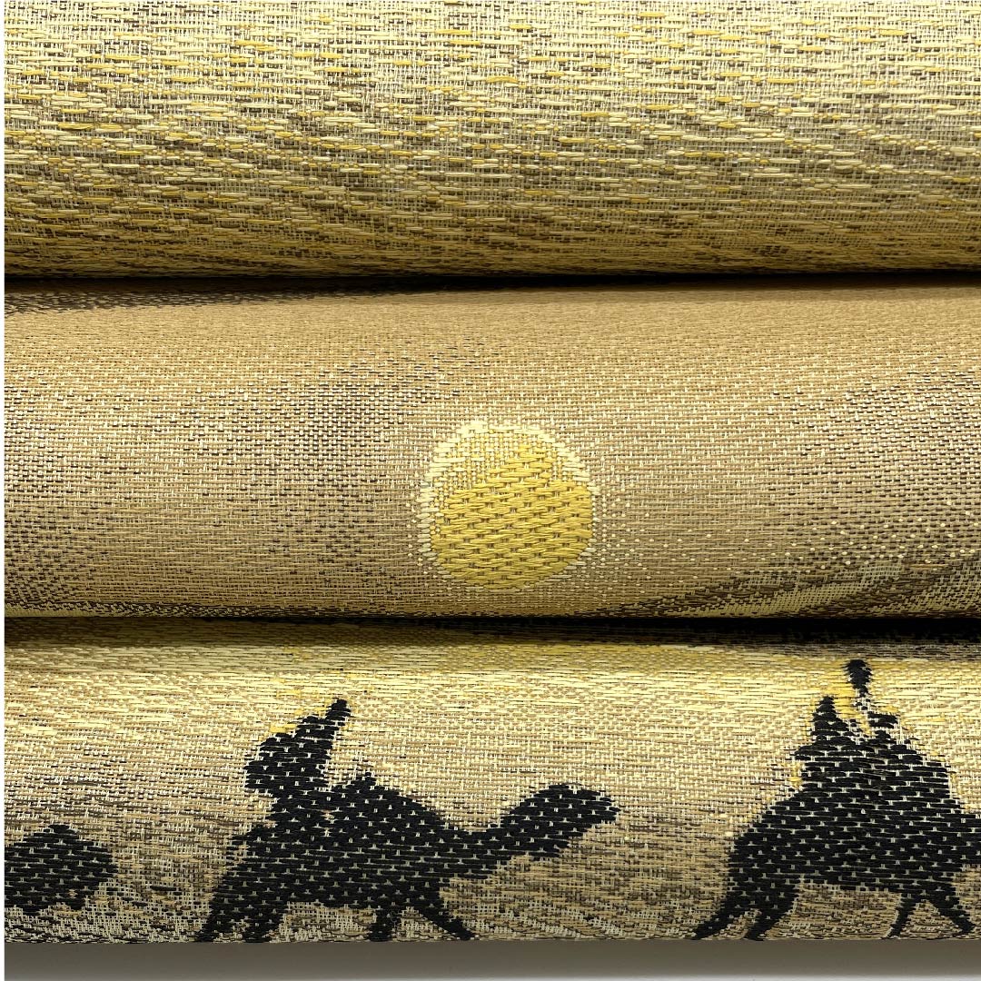 【未仕立】袋帯 正絹 NEWランク 麦藁色(むぎわらいろ) ラクダ シルクロード 月 帯丈472cm 六通 セミフォーマル ベージュ系 1123009031425