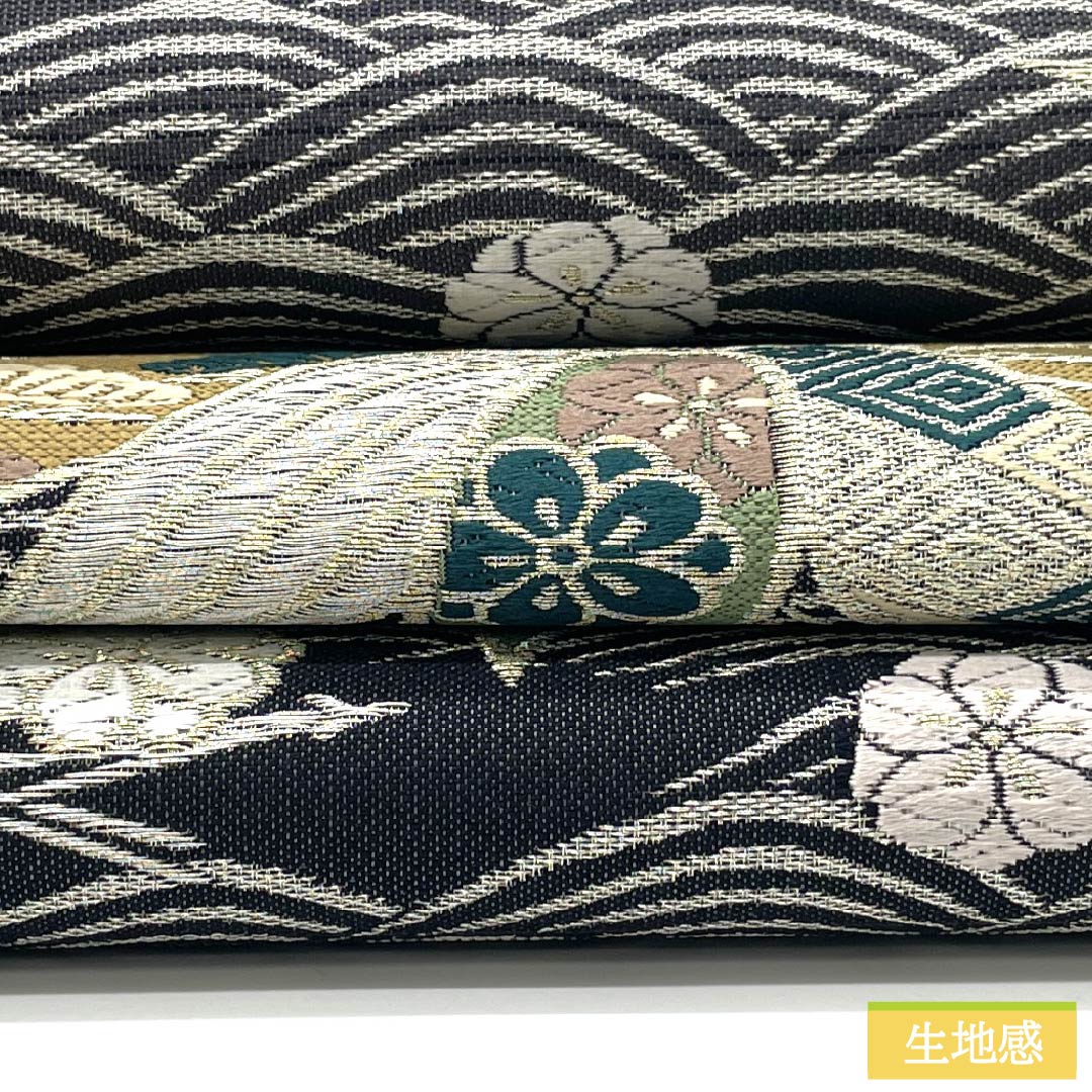 袋帯 正絹 Sランク 藍鼠色(あいねずいろ) 留袖用 波 笹 古典柄 帯丈438cm 全通 フォーマル グレー系 1123015542322