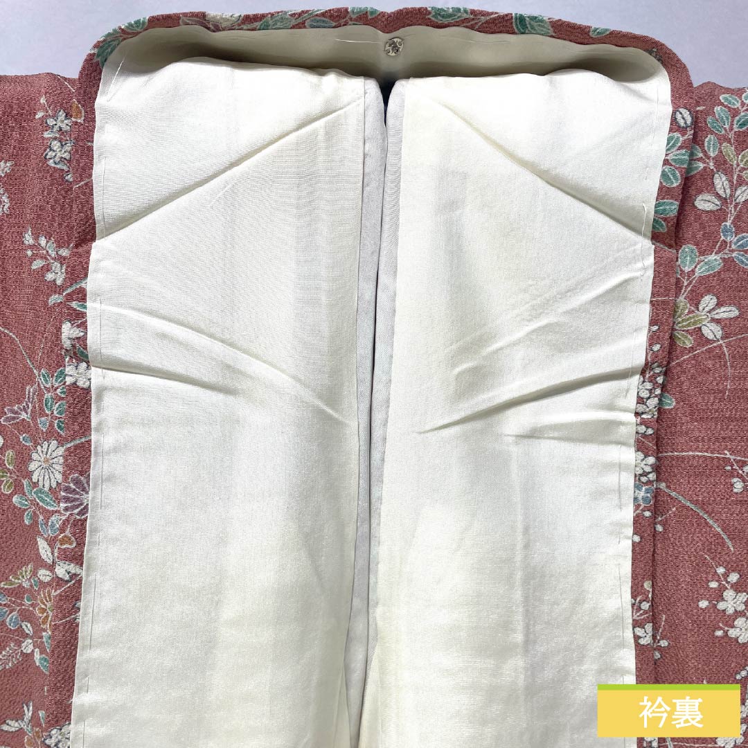 小紋 正絹 身丈156cm 裄丈62.5cm 袷 浅蘇芳色(あさきすおういろ) 草花模様 Aランク ピンク系 1115005083313