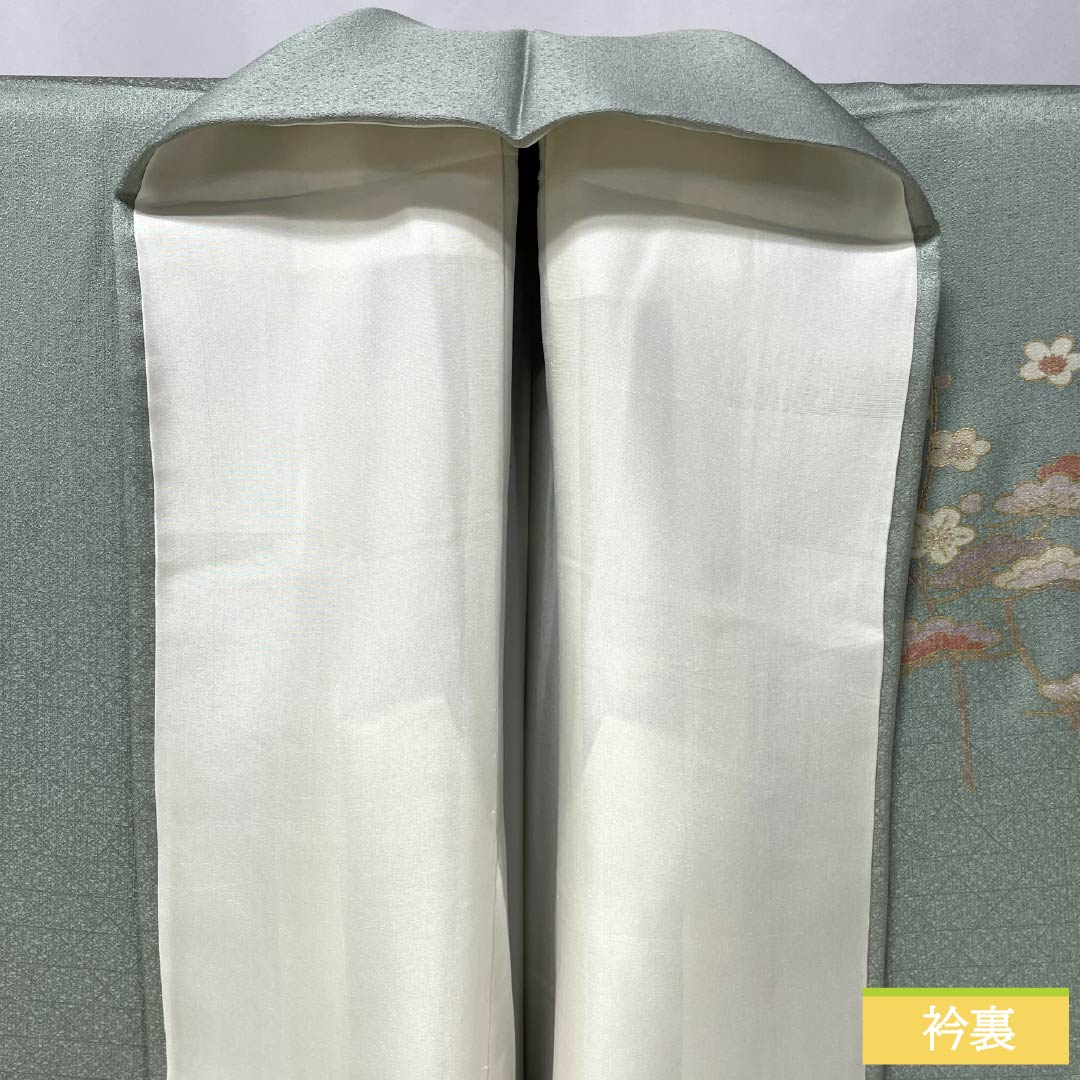 訪問着 正絹 Sランク 袷 身丈161cm 裄丈64cm 百緑色(びゃくろくいろ) 京友禅 草花 三松シルクケア 緑系 1112006222419