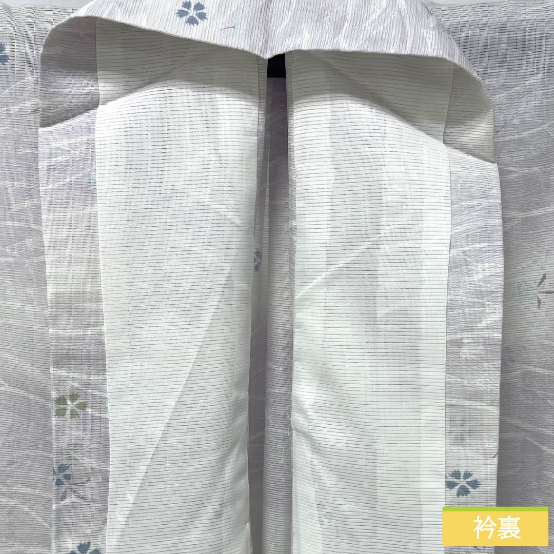 夏物 ポリエステル 小紋 身丈160cm 裄丈65cm 霞色(かすみいろ) 撫子 波 洗える着物 絽 Bランク グラデーション系 1132002454499