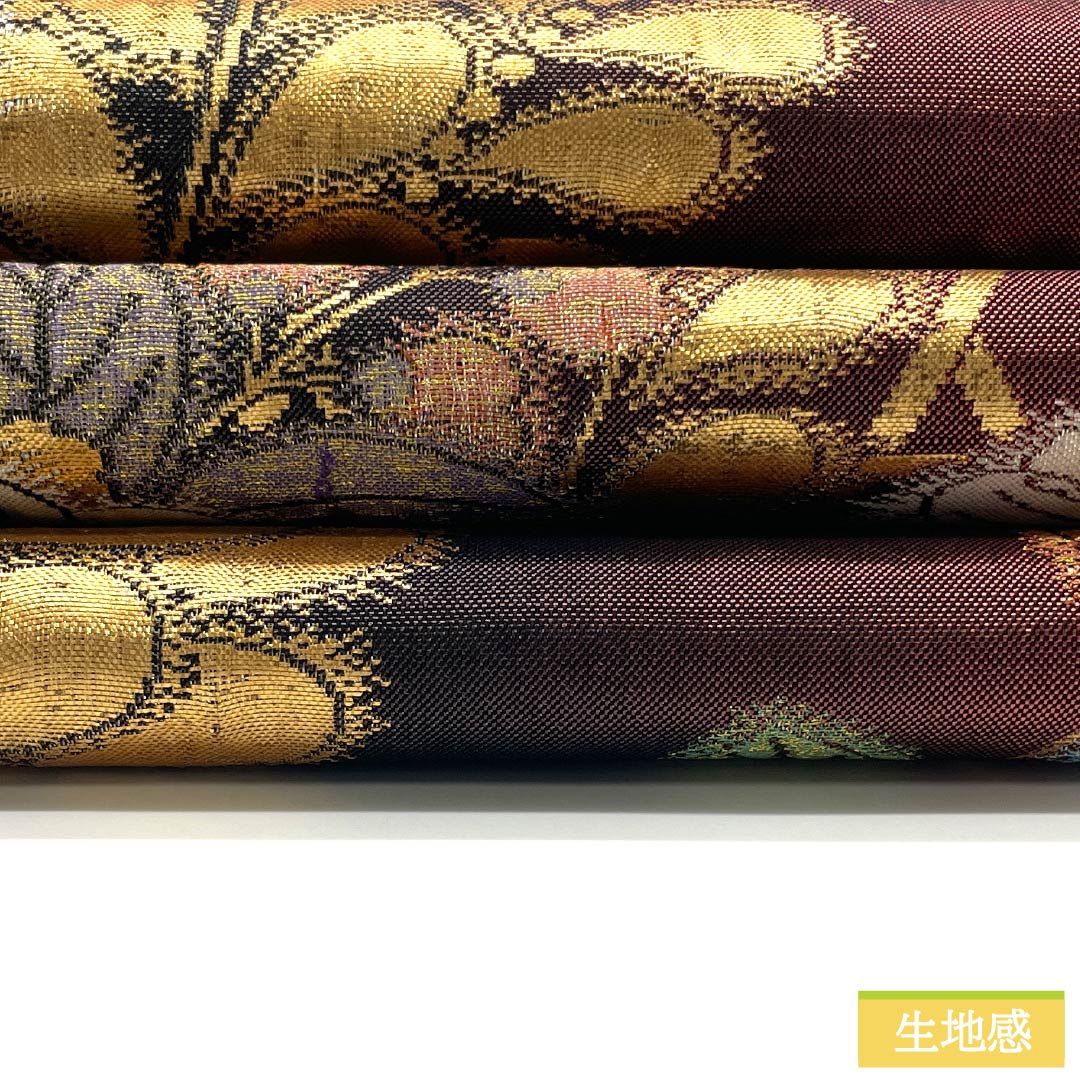 Fukuro Obi, pure silk, dark red (Angelic red), for furisode, Tsujigahana, obi length 448cm, S rank, six-pass, formal, gradation style, 1123013682399