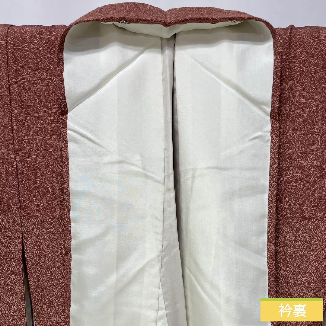 小紋 正絹 Sランク 身丈154.5cm 裄丈63cm 袷 紅海老茶色(べにえびちゃいろ) 江戸小紋 茶系 1115007272214