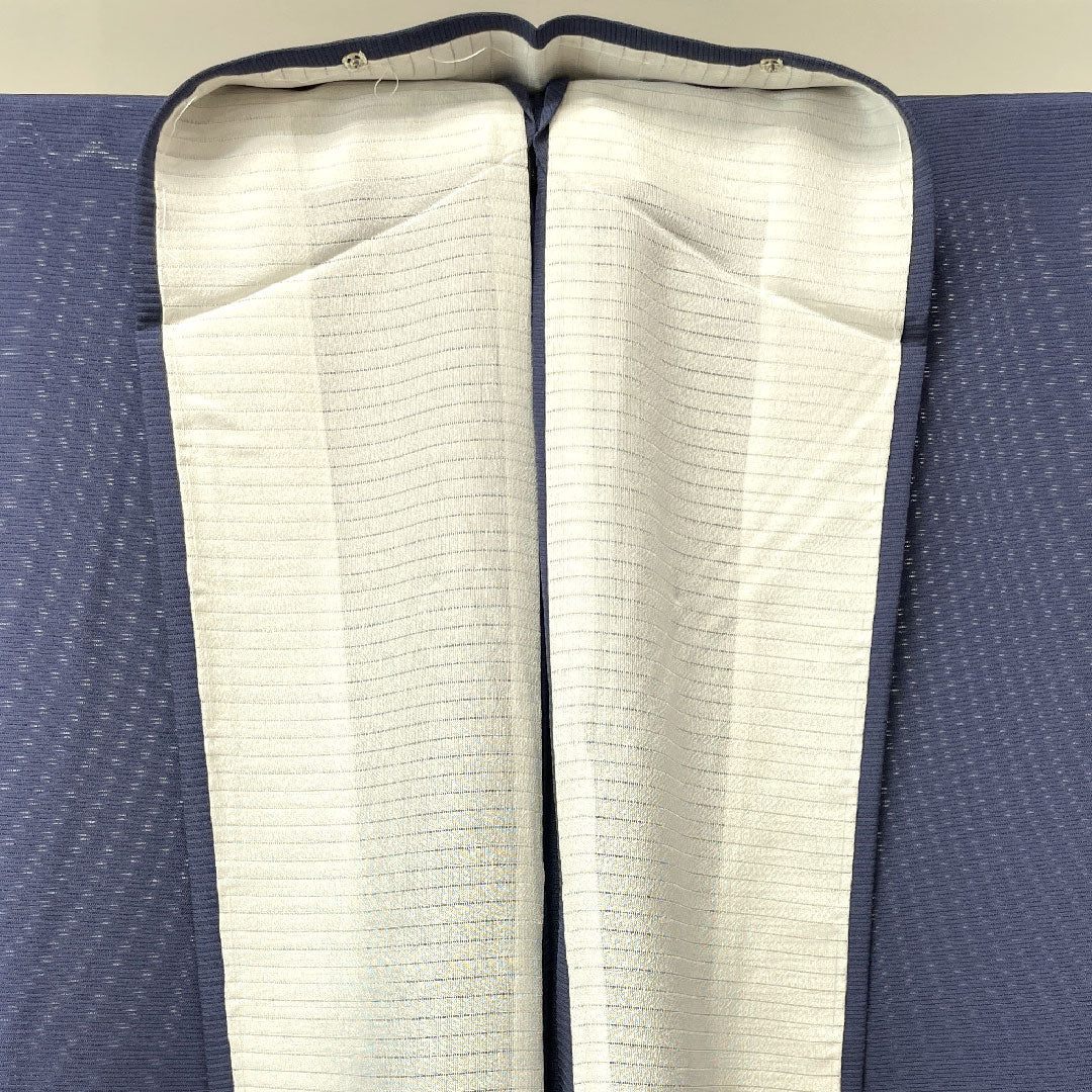 Visiting kimono, summer, length 158cm, sleeve length 66cm, dark color, silk, Takeyamachi embroidery, abstract pattern, bellflower with three scales, pure silk, S rank, navy blue, 1112002772318