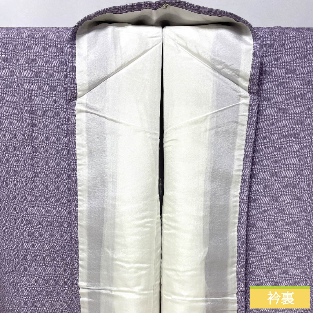 小紋 正絹 身丈168cm 裄丈64.5cm 袷 葵色(あおいいろ) 型染 江戸小紋 鮫小紋 よろけ Sランク 紫系 1115005572520