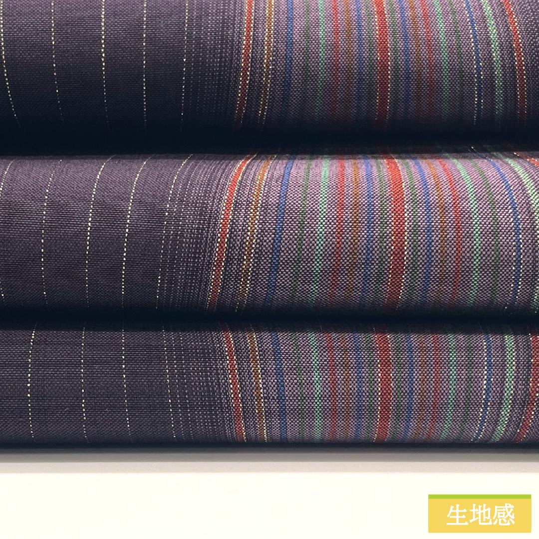 S-Rank Pure Silk Obi in Purple-Ecru (Shiushokuiro) with Tatewaku Pattern, Length 448cm, Full Length, Semi-Formal, Purple, Item Number: 1123015382320