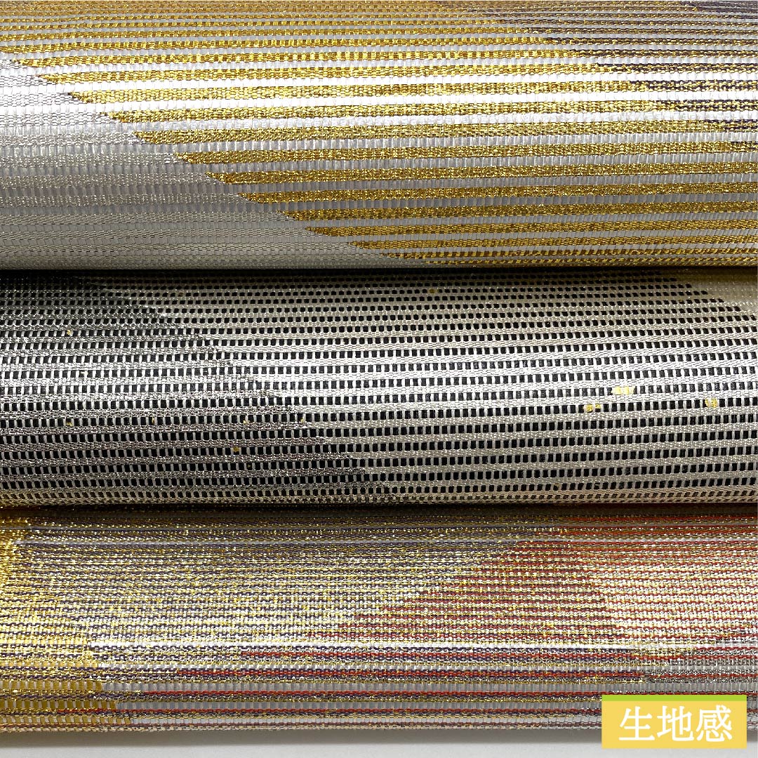 Fukuro Obi Gold Colorful Geometric Pattern Obi Length 452cm Pure Silk S Rank Six-way Semi-formal Gold 1123011092421