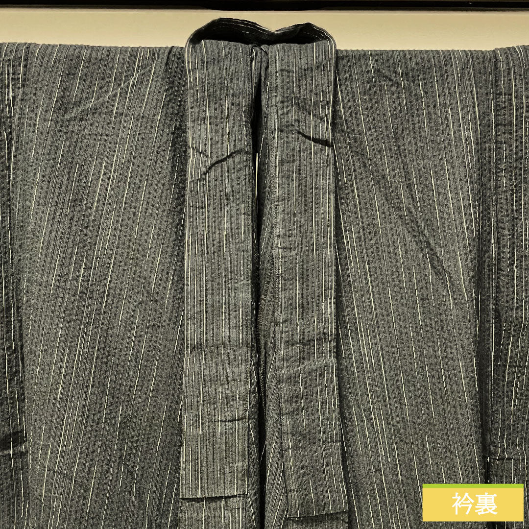 Men's Yukata Cotton Length 143.5cm Sleeve Length 62.5cm S Rank Unlined Black Patterned Stripes 1118005222410