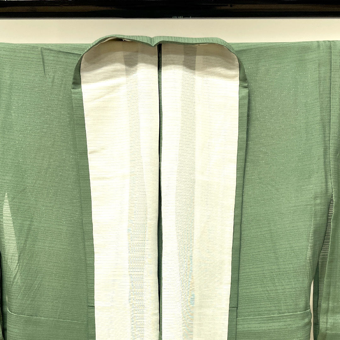 Summer item, pure silk, plain color, length 162.5cm, sleeve length 66cm, bamboo color, plain color, silk, A rank, green, 1132001073419