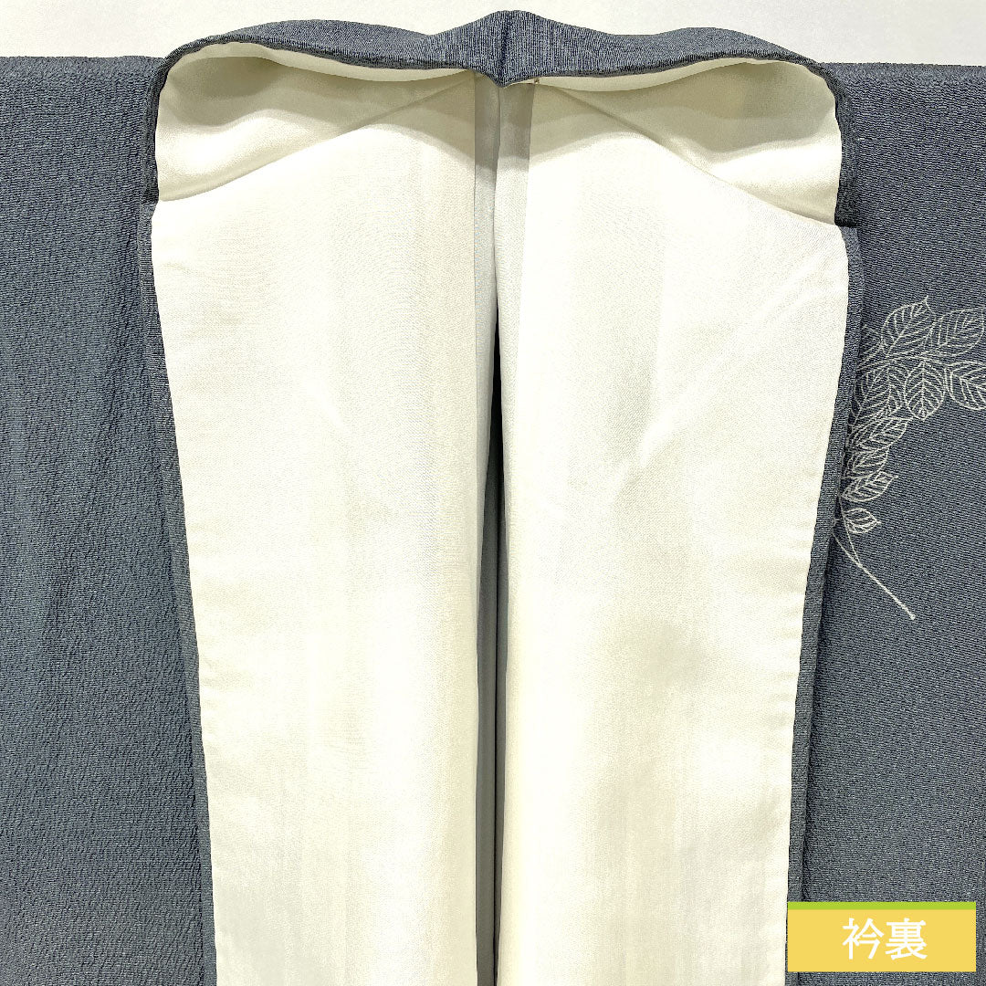 訪問着 正絹 袷 身丈163.5cm 裄丈63.5cm 青鈍色(あおにびいろ) 紫陽花 部分絞り Aランク グレー系 1112005353422