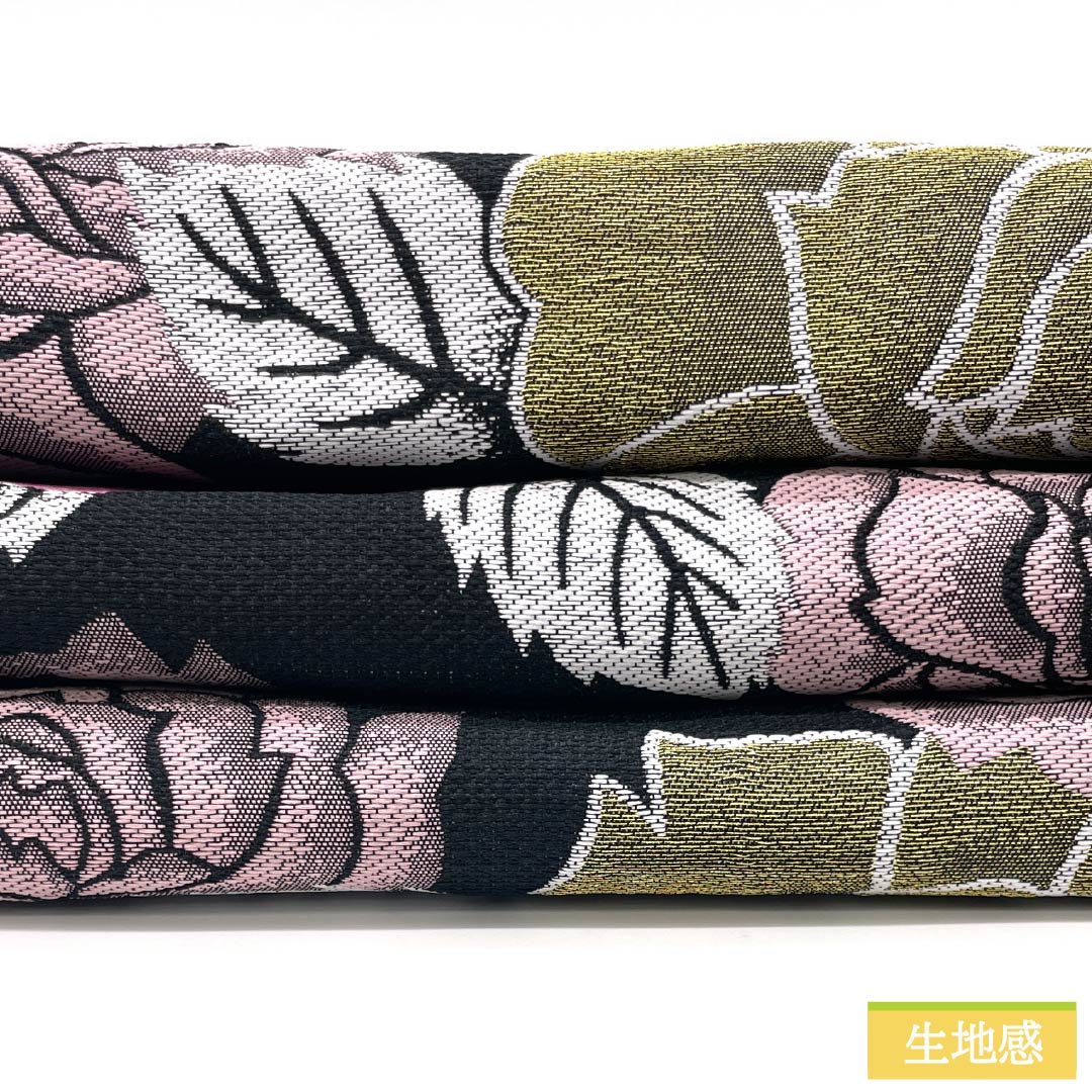 Polyester Fukuro Obi for Furisode, Rose, Length 484cm, S Rank, Full Length, Formal, Black, 1123013982410