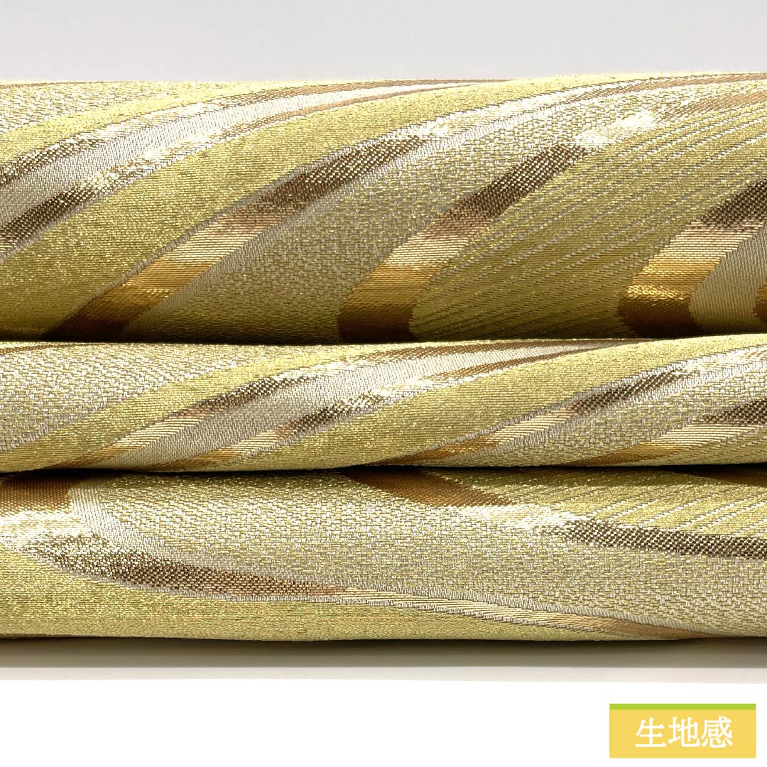 Formal, gold-tone, flowing silk obi (sash), 414cm long, S-rank, six-fold hem, for formal wear, suitable for formal kimonos (tomesode). Product code: 1123014152321